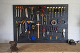 Black modular tool wall hooks bundle for garages and workshops, with great weight capacity, from Superhooks