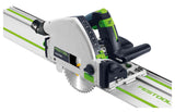 Festool TS 55F plunge cut saw with 1400mm rail in Systainer, showing blade detail and guide rail compatibility