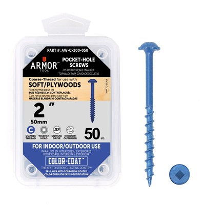 Armor Tool Pocket Hole Screws 50mm Coarse Thread 50pk