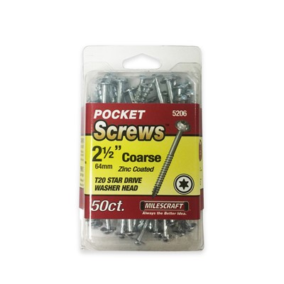 Milescraft Pocket Hole Screws - 8G 63mm Coarse Thread