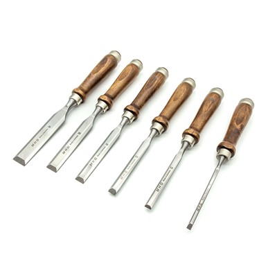 MHG Firmer Chisels Set of Six with Brown Hornbeam Handles