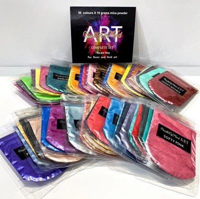 Health of Mind Art Pearlescent Pigment Powder - Assorted Colour Pack 50 x 10g Bags