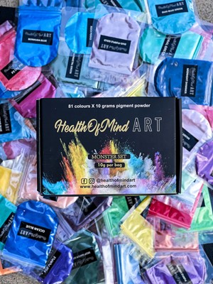 Health of Mind Art Resin Pigment Powders - Assorted Colour Pack 81 x 10g Bags